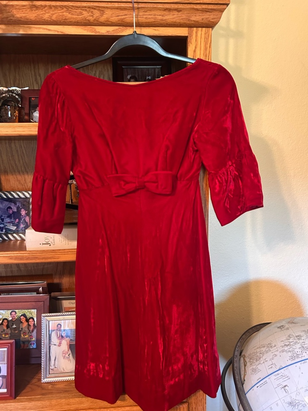 Lorrie Deb San Francisco vintage 60’s Red Velvet Bow-Back mini Dress